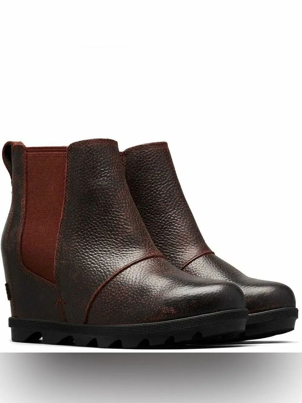 Sorel Joan Of Arctic Wedge ll Brown Leather Ankle Boot with Black Rubber Sole